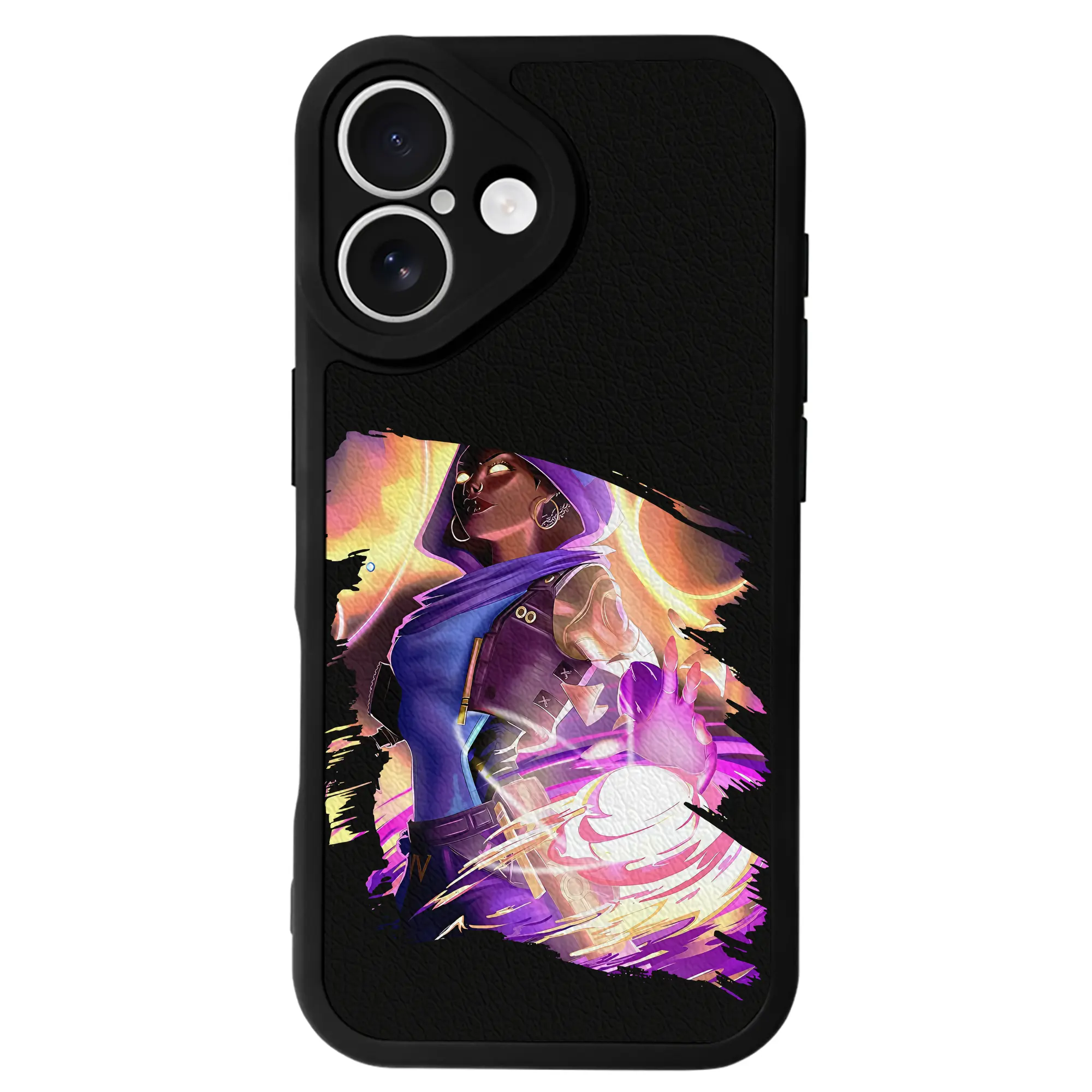 VALORANT グッズ,アストラ - IPhone 16シリーズ対応 ・ シリコンスマホケース ・ レザー調 ・ 高精度フィット ・ 耐衝撃 ・ ワイヤレス充電対応 ・ 精密カット